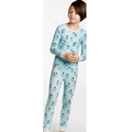 Blue Penguins on Parade Stretch Tween's Long Sleeve 2 Piece Pajamas